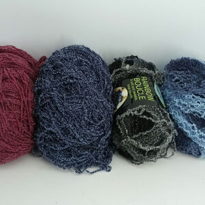 4X Sensations Rainbow Boucle Yarn Lot Of 4 Gray 11 oz Red Blue (Partials)